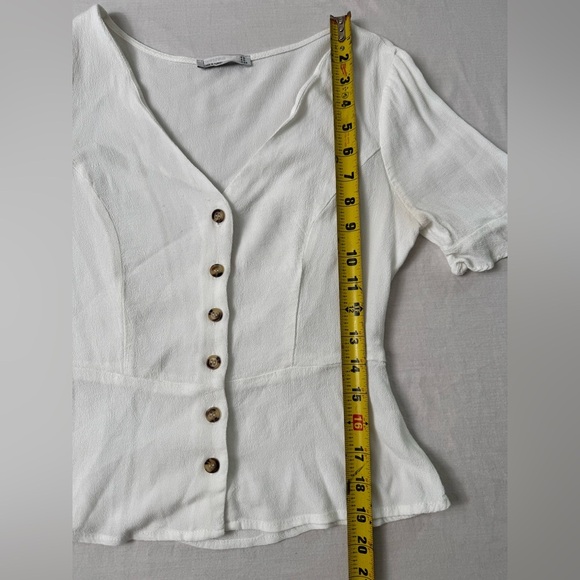 Bershka White Button-Up Women's Top - Picture 3 of 8